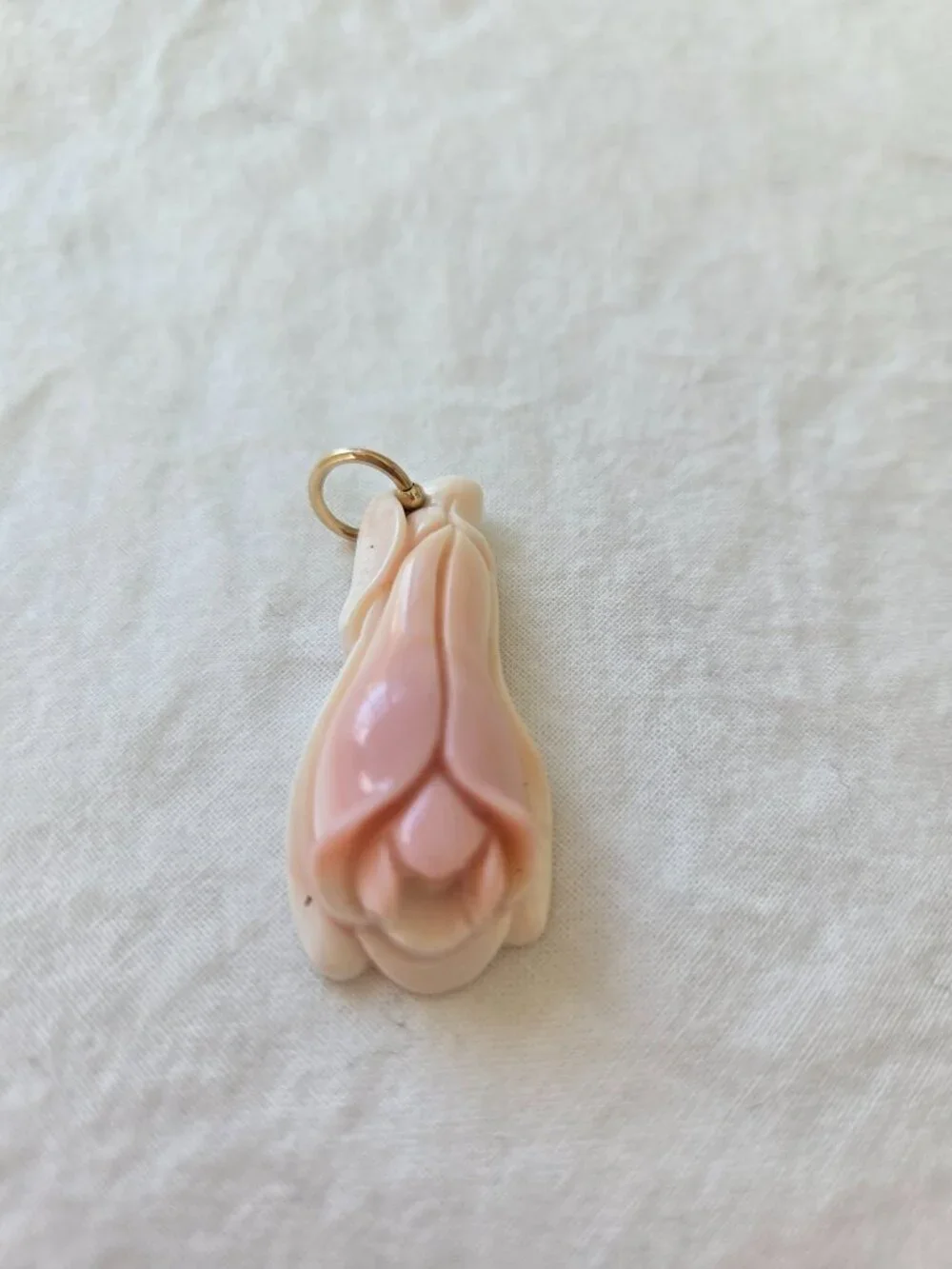 Carved Pink Shell Floral Pendant